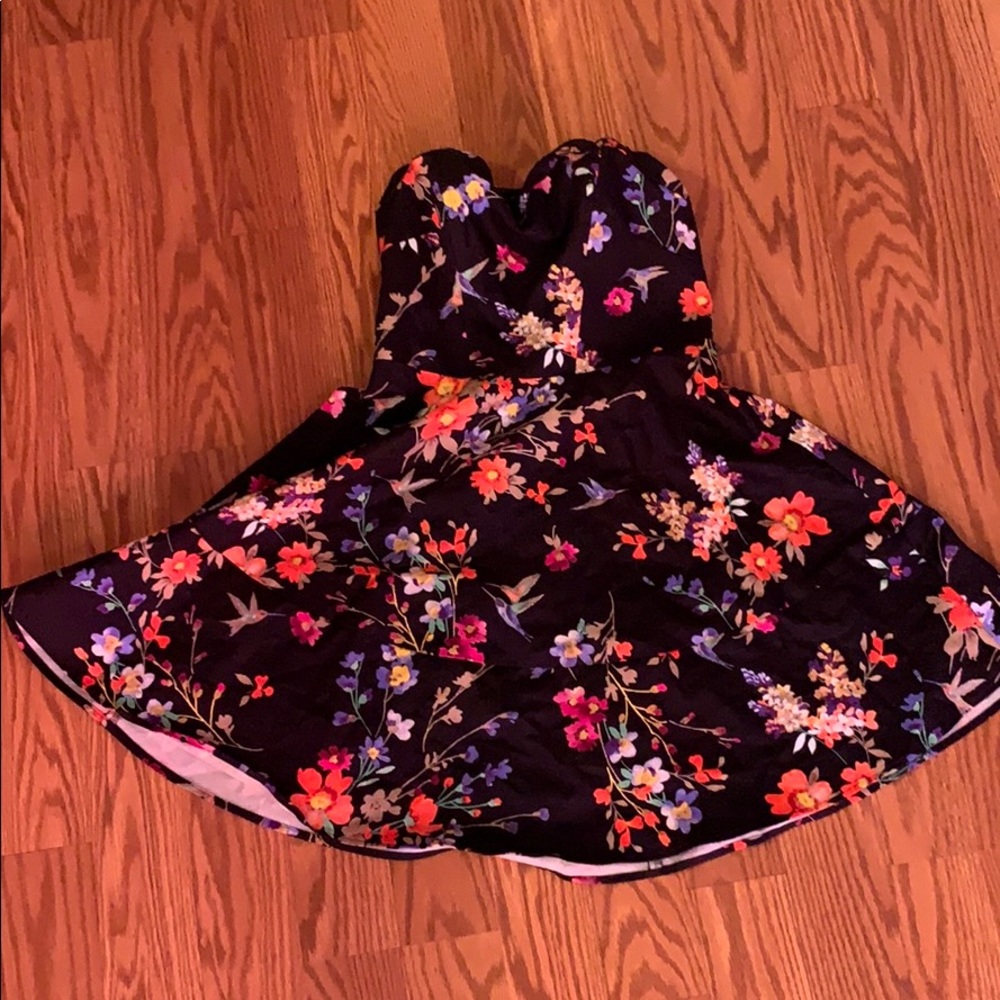 Strapless black floral dress, gentle used